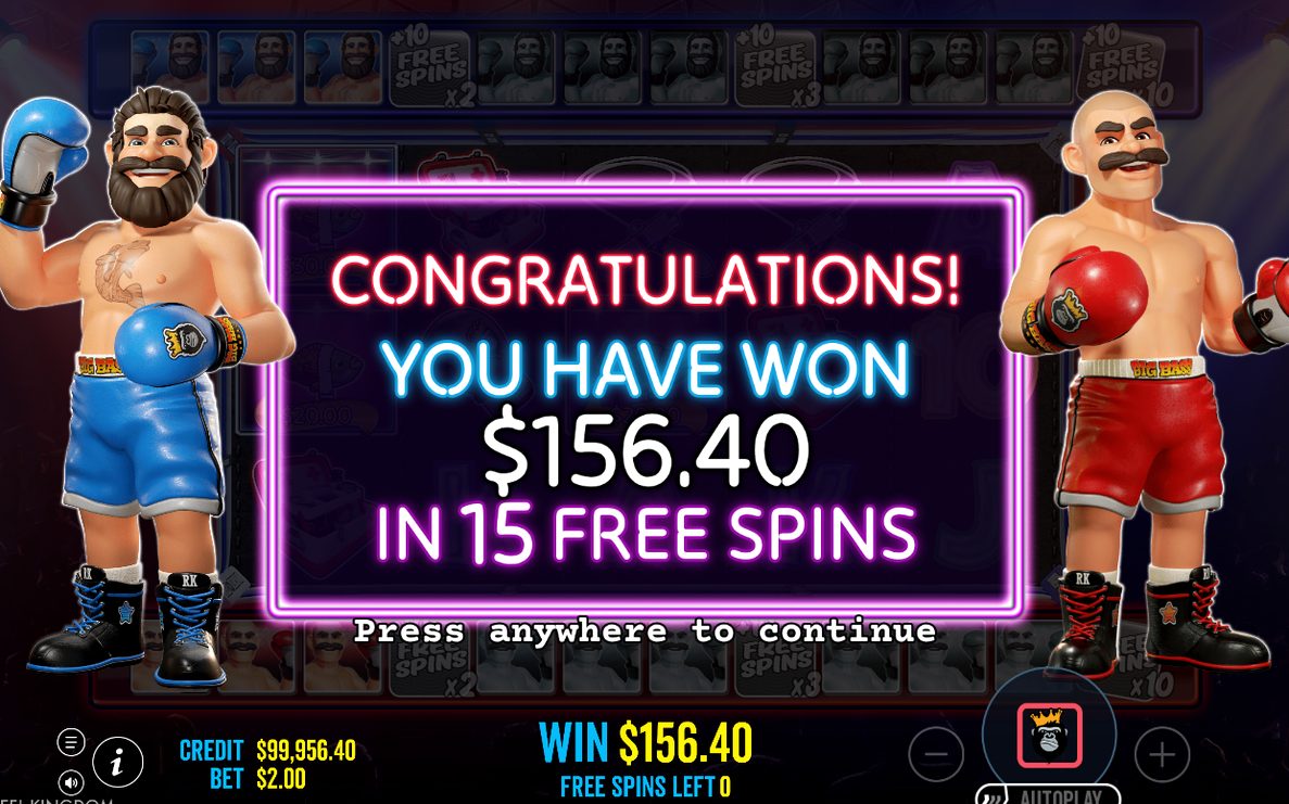 Win screen showing a payout on a payline