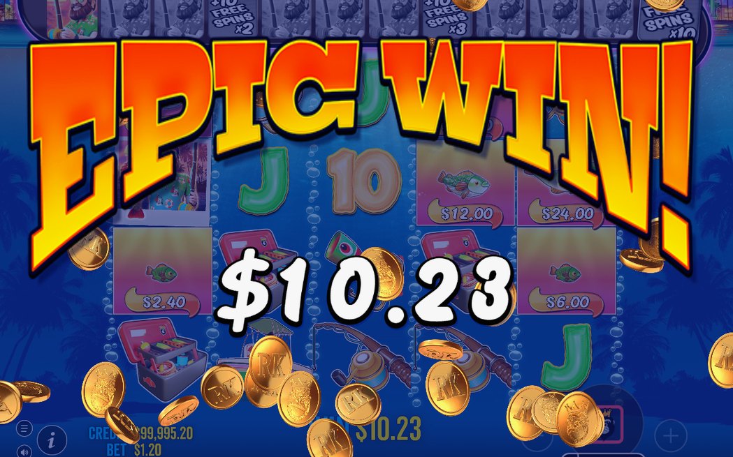 Fisherman Wild collecting cash from the MONEY fish on screen